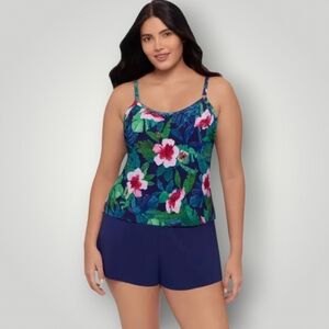 TrimShaper by Miraclesuit Farrah Swim Romper Size 16 Jungle Oasis Tropical Tummy